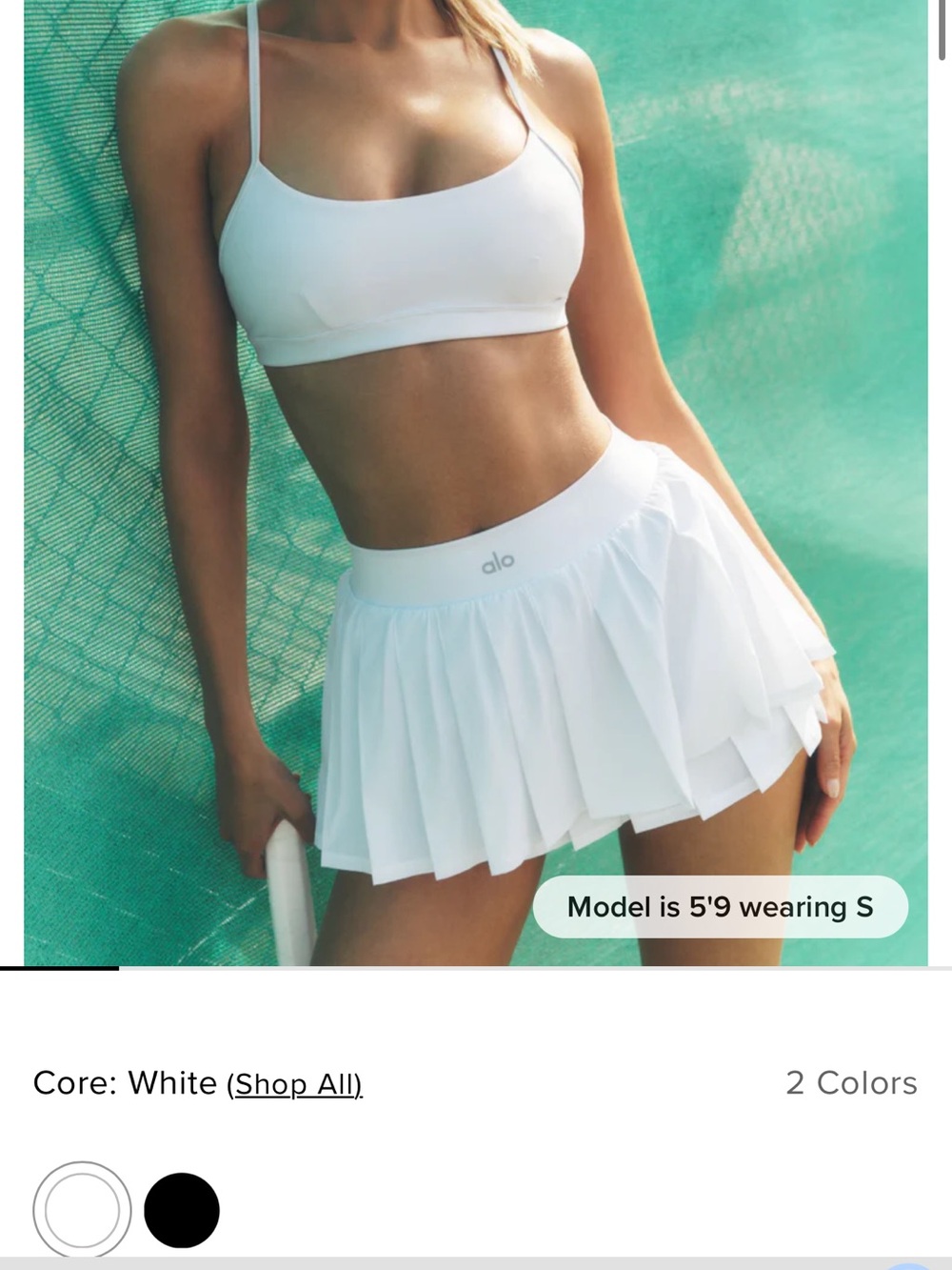 ALO Yoga White Pleated Tennis Skirt